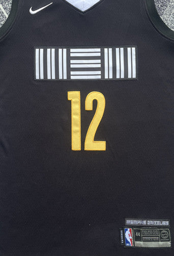 Black Memphis Grizzlies basketball jersey, front graphic detail