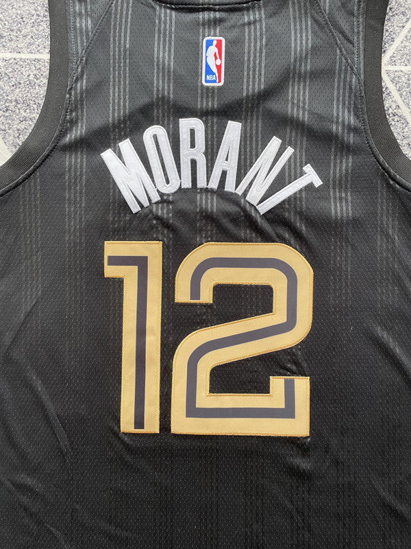 Black Memphis Grizzlies basketball jersey, back lettering and number detail