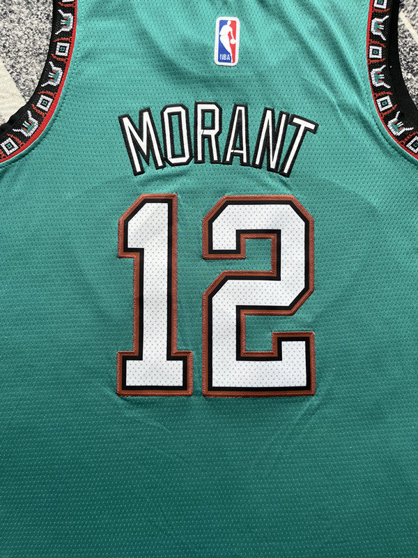 Green Memphis Grizzlies basketball jersey, back lettering and number detail