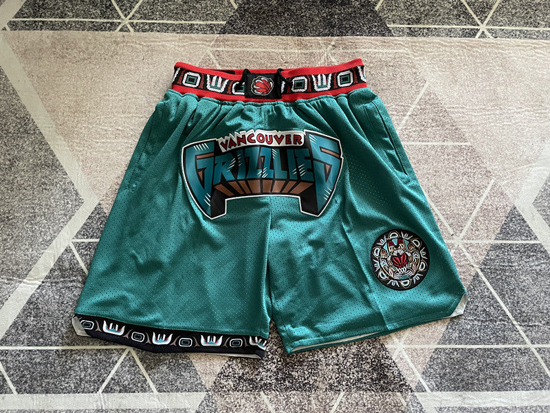 Green Memphis Grizzlies premium basketball shorts, full front view