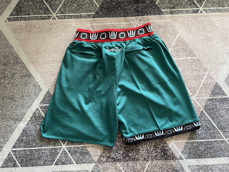 Green Memphis Grizzlies premium basketball shorts, full back view