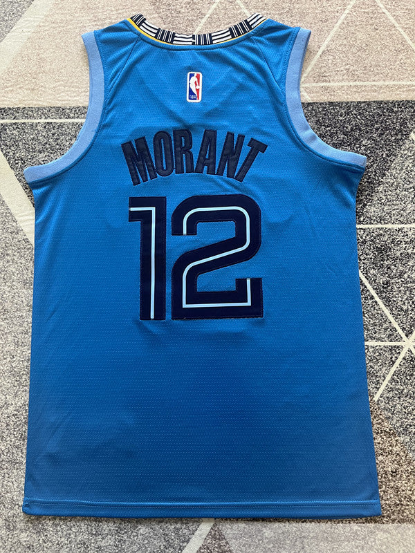 Light Blue Memphis Grizzlies basketball jersey, full back view