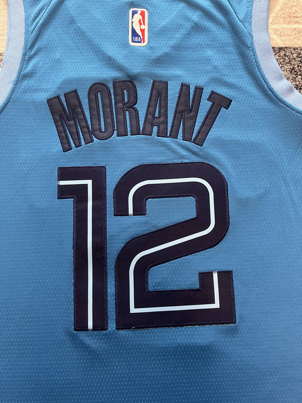 Light Blue Memphis Grizzlies basketball jersey, back lettering and number detail