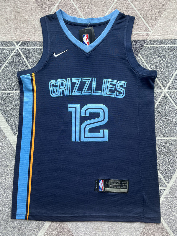 Navy Memphis Grizzlies basketball jersey, full front view