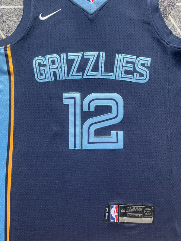 Navy Memphis Grizzlies basketball jersey, front graphic detail