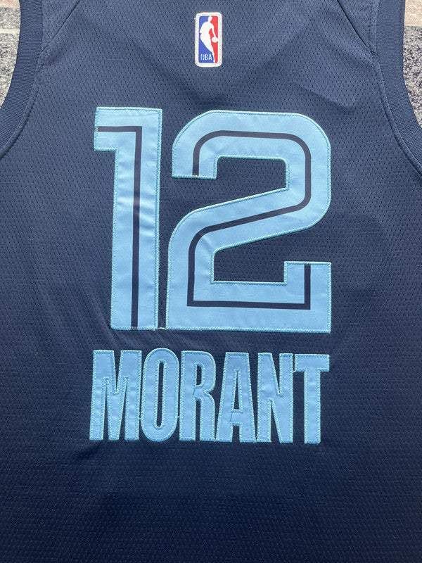 Navy Memphis Grizzlies basketball jersey, back lettering and number detail