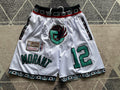 White Memphis Grizzlies premium basketball shorts, full front view