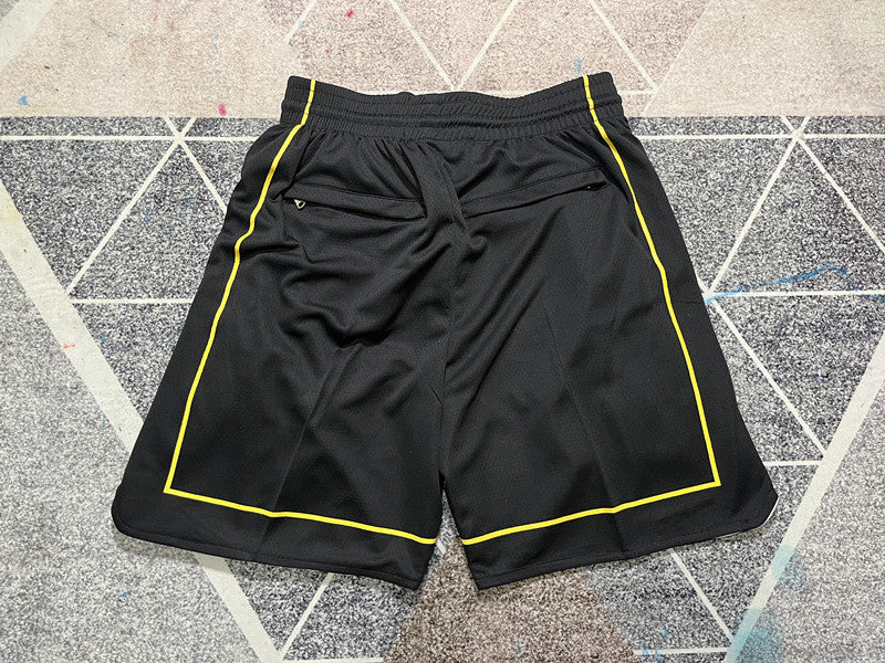 Black Miami Heat premium basketball shorts, full back view