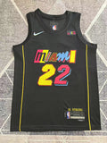 Black Miami Heat basketball jersey, full front view