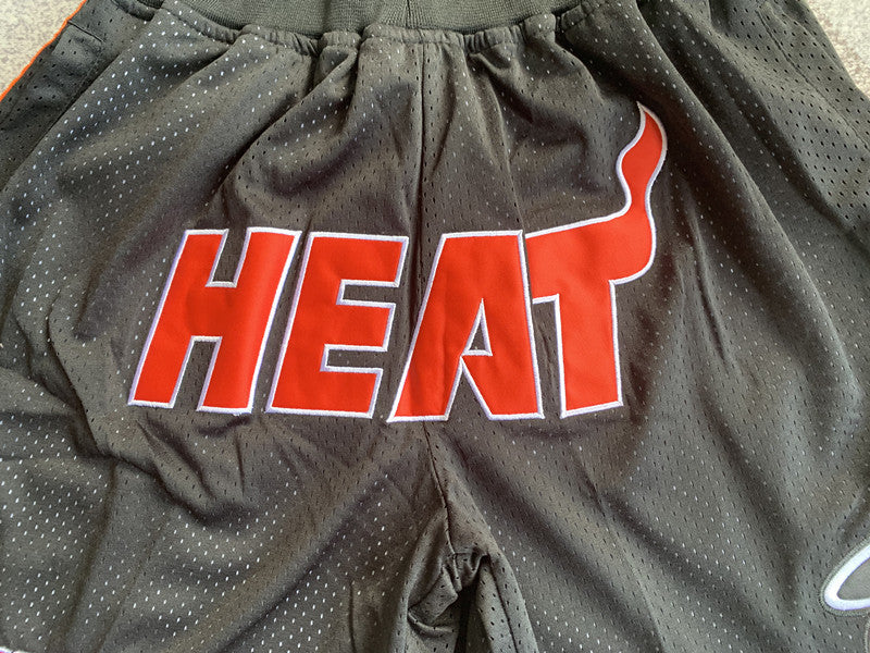 Black Miami Heat premium basketball shorts, graphic detail