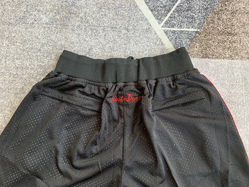 Black Miami Heat premium basketball shorts, waistband and label detail