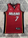 Maroon Miami Heat basketball jersey, full front view