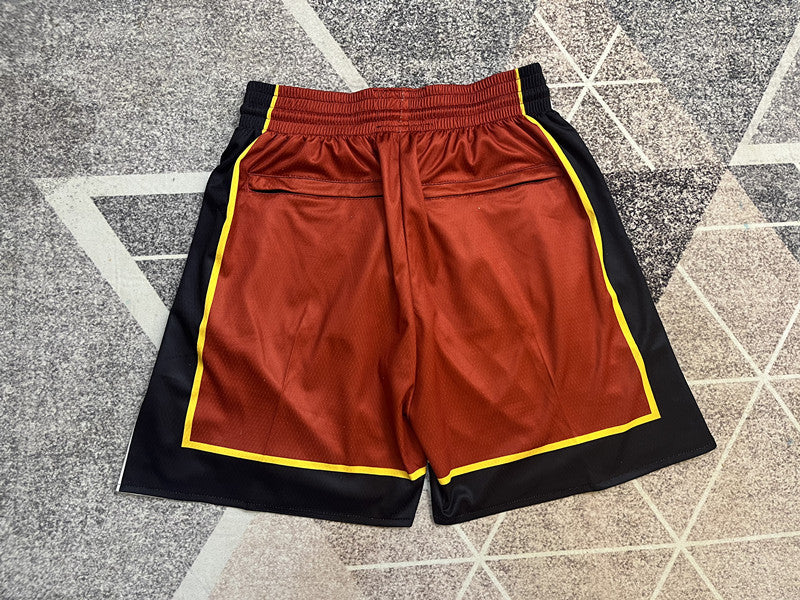 Maroon Miami Heat premium basketball shorts, full back view