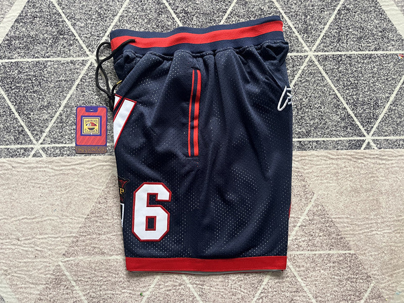 Navy Miami Heat premium basketball shorts, side panel detail