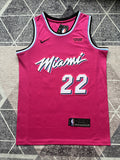 Pink Miami Heat basketball jersey, full front view