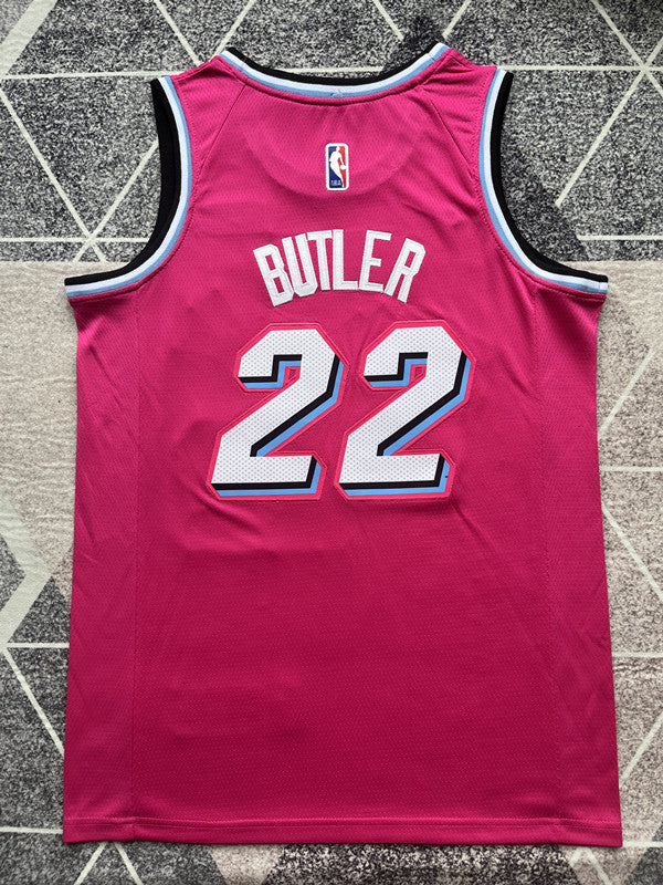 Pink Miami Heat basketball jersey, full back view