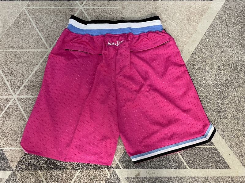 Pink Miami Heat premium basketball shorts, full back view