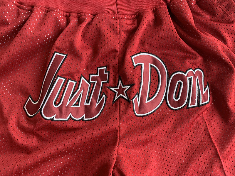 Red Miami Heat premium basketball shorts, graphic detail