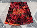 Red Miami Heat premium basketball shorts, full front view