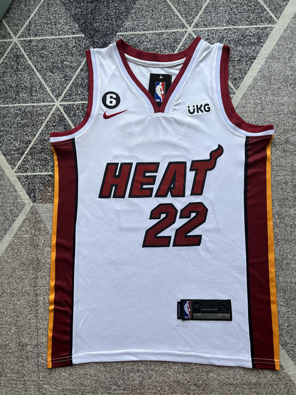 White Miami Heat basketball jersey, full front view