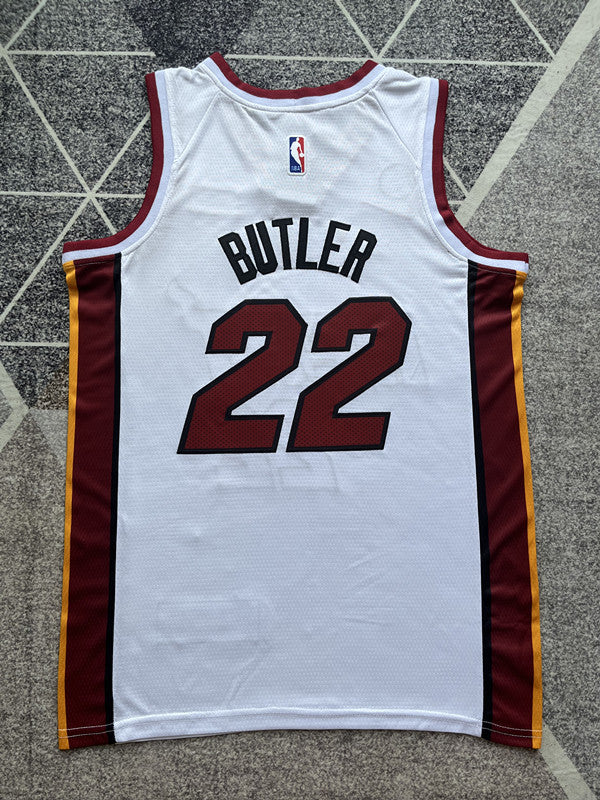 White Miami Heat basketball jersey, full back view