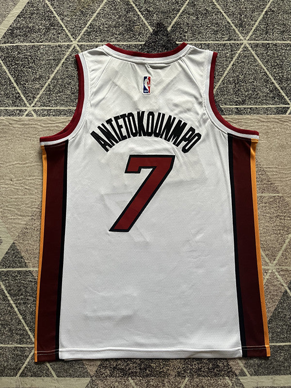 White Miami Heat basketball jersey, full back view