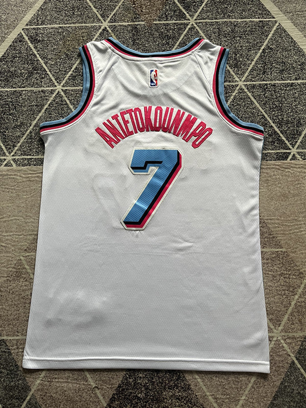 Miami White Vice Basketball Jersey #7 back view [SPMERGE:P285:back]