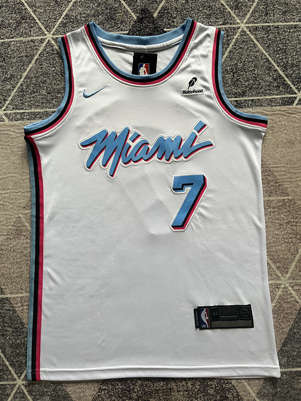 Miami White Vice Basketball Jersey #7 front view [SPMERGE:P285:front]