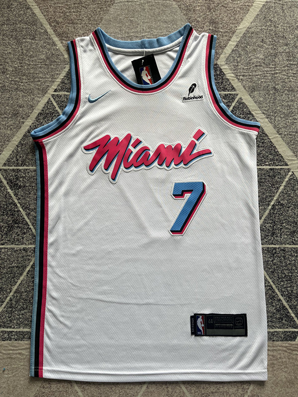 Miami White Vice Basketball Jersey #7 front view [SPMERGE:P290:front]