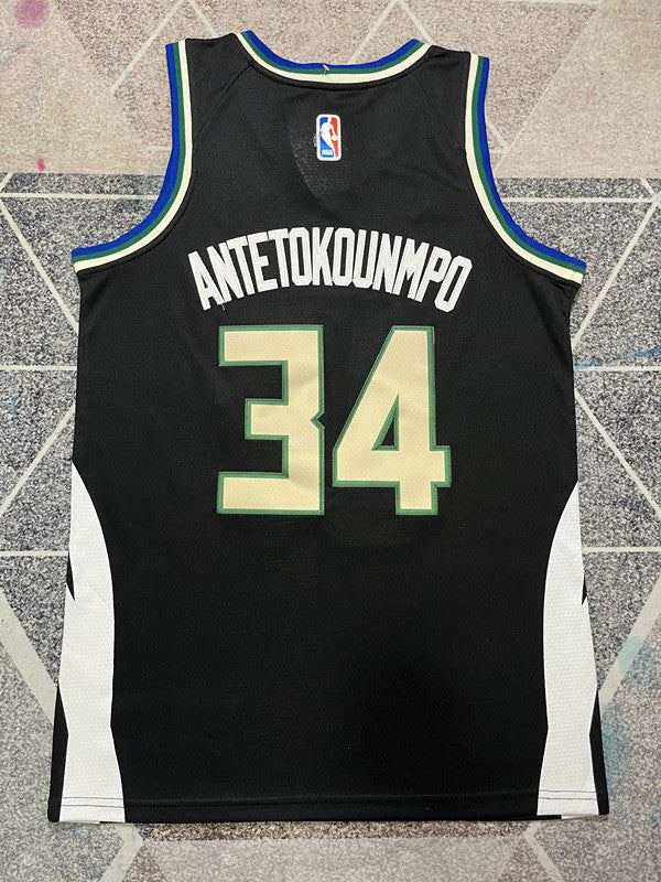 Milwaukee Black Statement Basketball Jersey #34 back view [SPMERGE:P315:back]