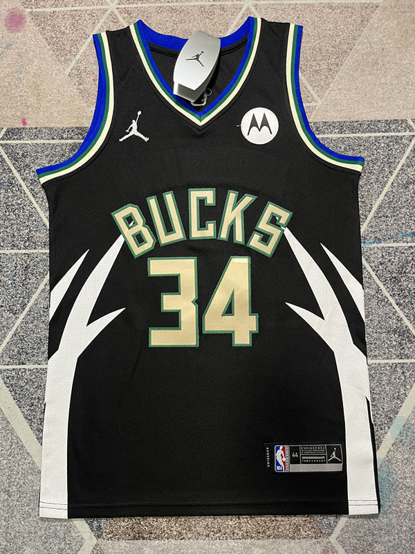 Milwaukee Black Statement Basketball Jersey #34 front view [SPMERGE:P315:front]