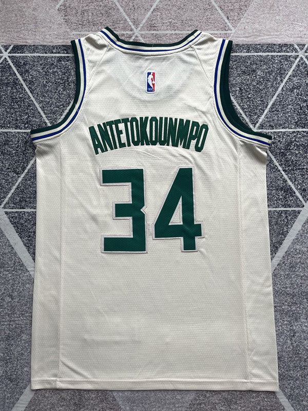 Milwaukee Cream City Crew Neck Basketball Jersey #34 back view [SPMERGE:P313:back]