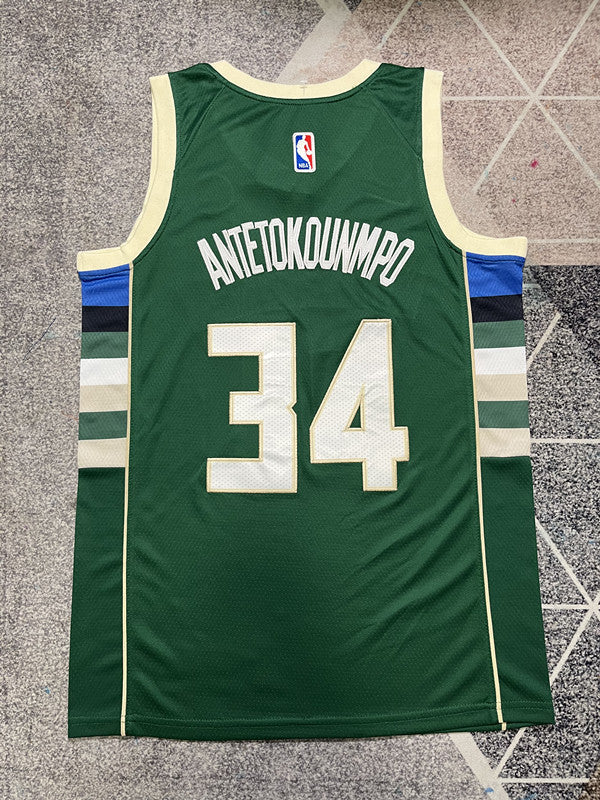 Milwaukee Green Basketball Jersey #34 back view [SPMERGE:P036:back]