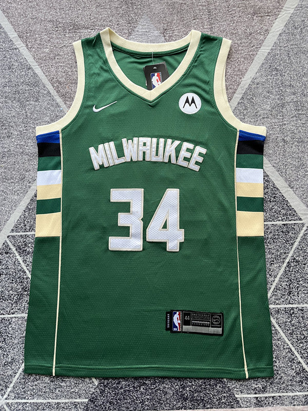 Milwaukee Green Basketball Jersey #34 front view [SPMERGE:P036:front]