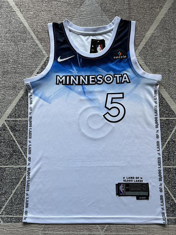 White Minnesota Timberwolves basketball jersey, full front view