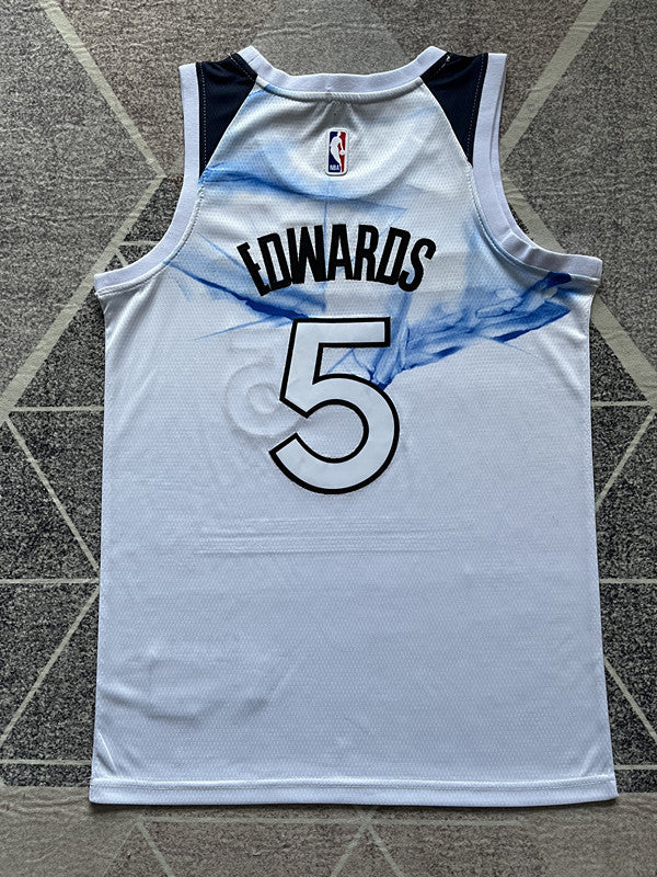 White Minnesota Timberwolves basketball jersey, full back view