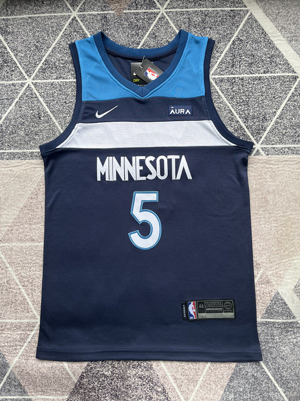 Blue Minnesota Timberwolves basketball jersey, full front view