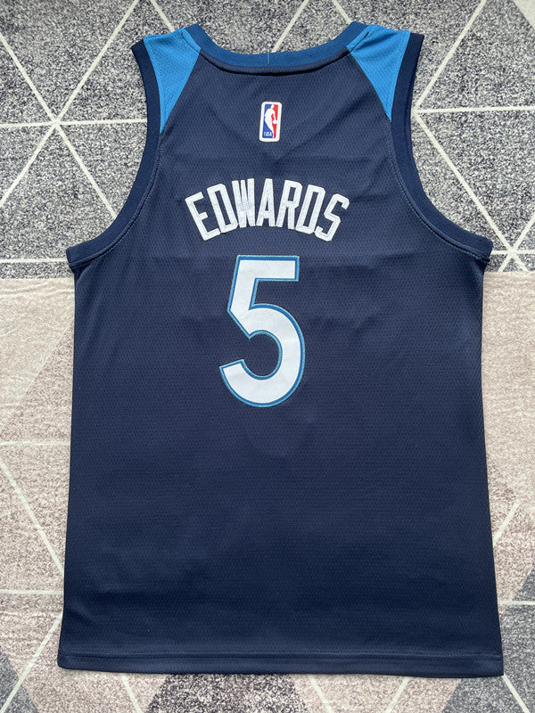 Blue Minnesota Timberwolves basketball jersey, full back view