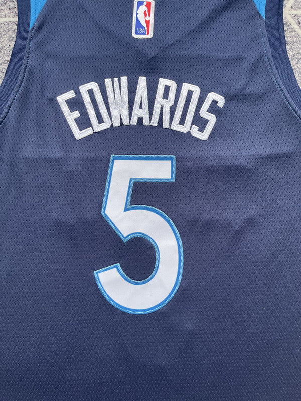 Blue Minnesota Timberwolves basketball jersey, back lettering and number detail