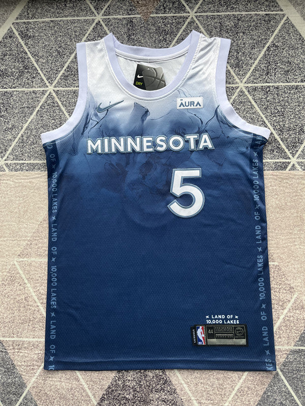 Blue Minnesota Timberwolves basketball jersey, full front view