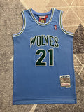 Carolina Blue Minnesota Timberwolves basketball jersey, full front view