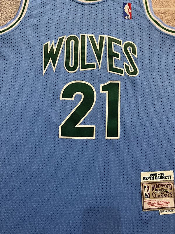 Carolina Blue Minnesota Timberwolves basketball jersey, front graphic detail