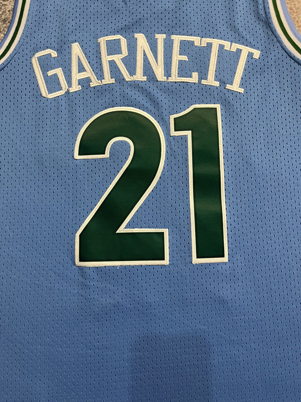 Carolina Blue Minnesota Timberwolves basketball jersey, back lettering and number detail