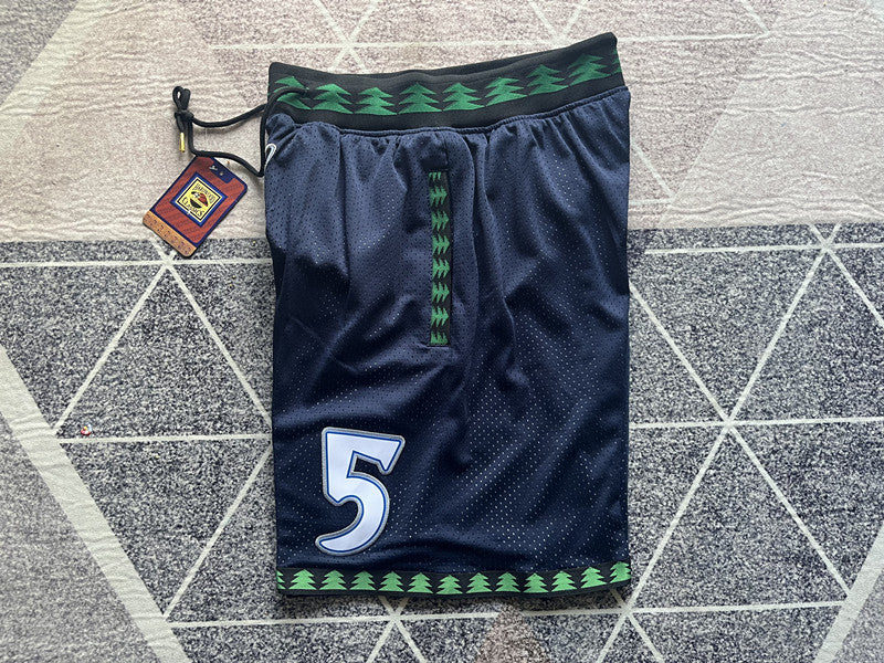 Navy Minnesota Timberwolves premium basketball shorts, side panel detail