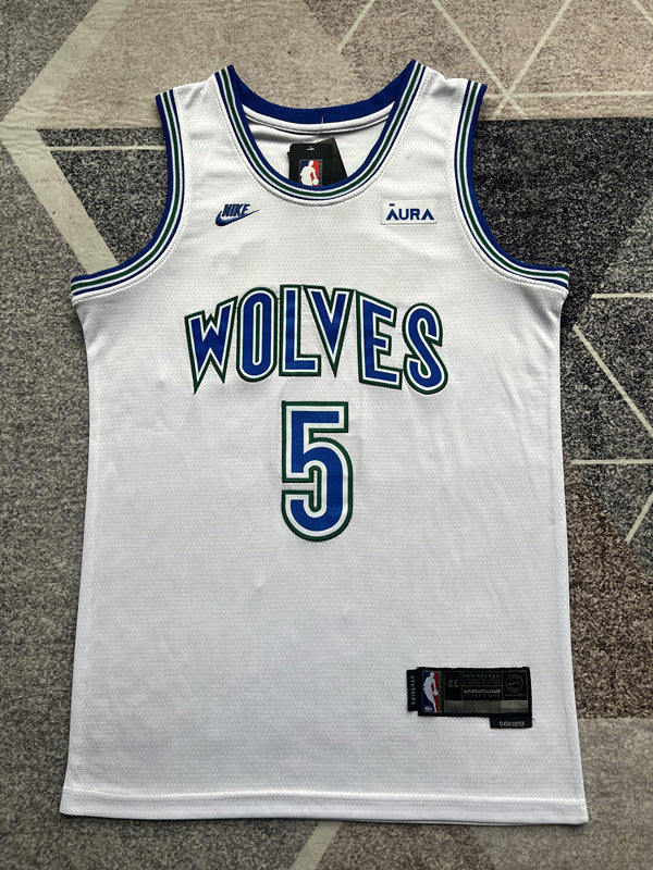 White Minnesota Timberwolves basketball jersey, full front view