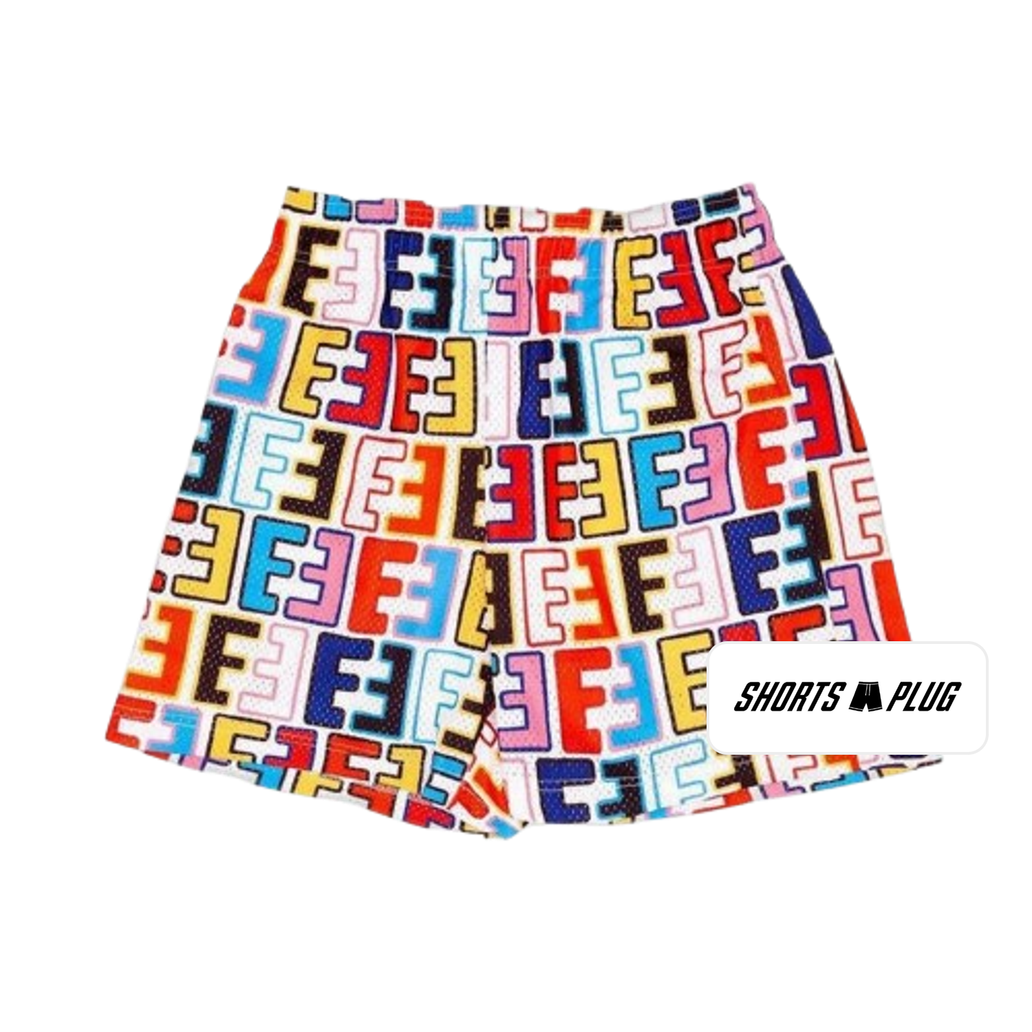 Multi White mesh shorts - front product view