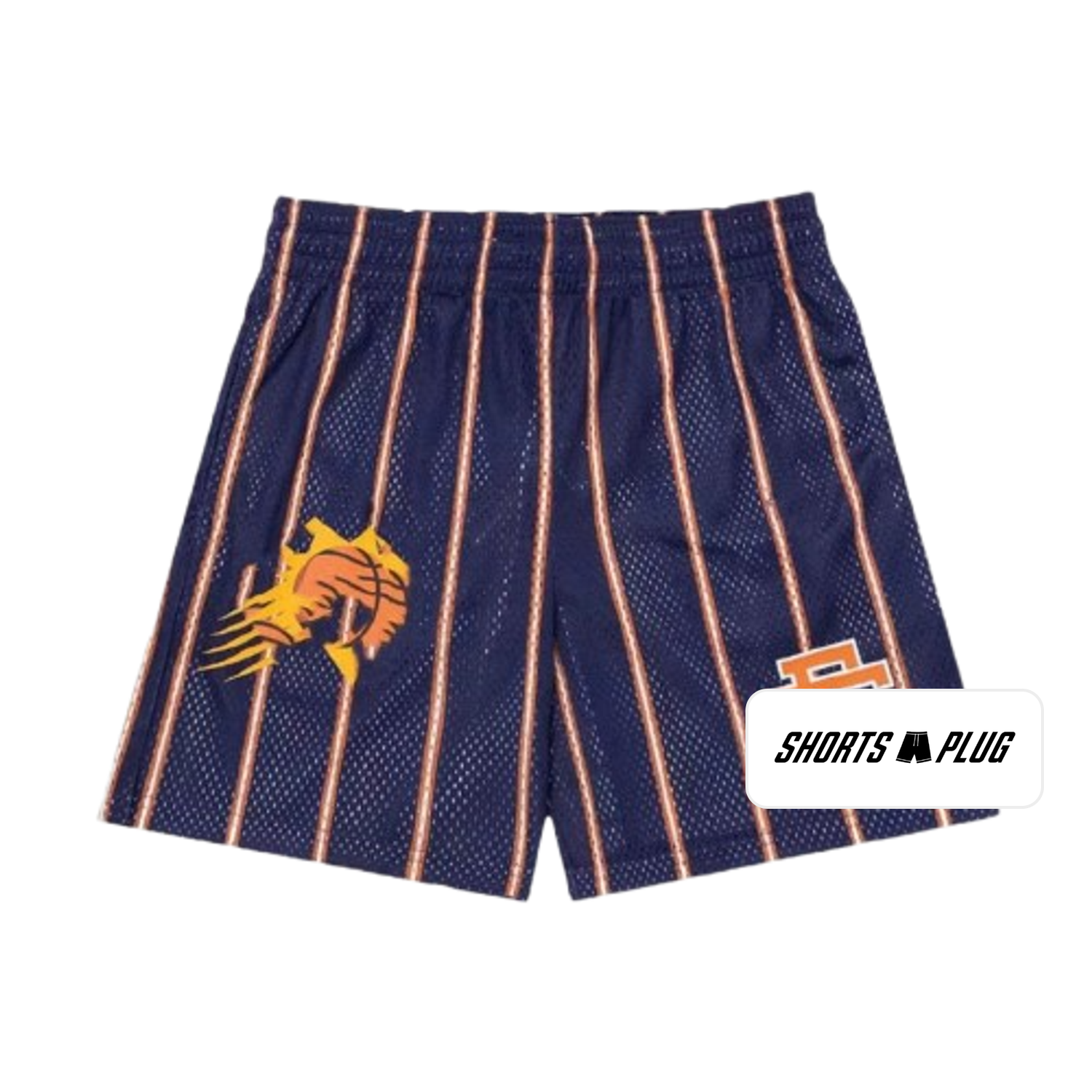 Navy Broncos Stripe mesh shorts - front product view
