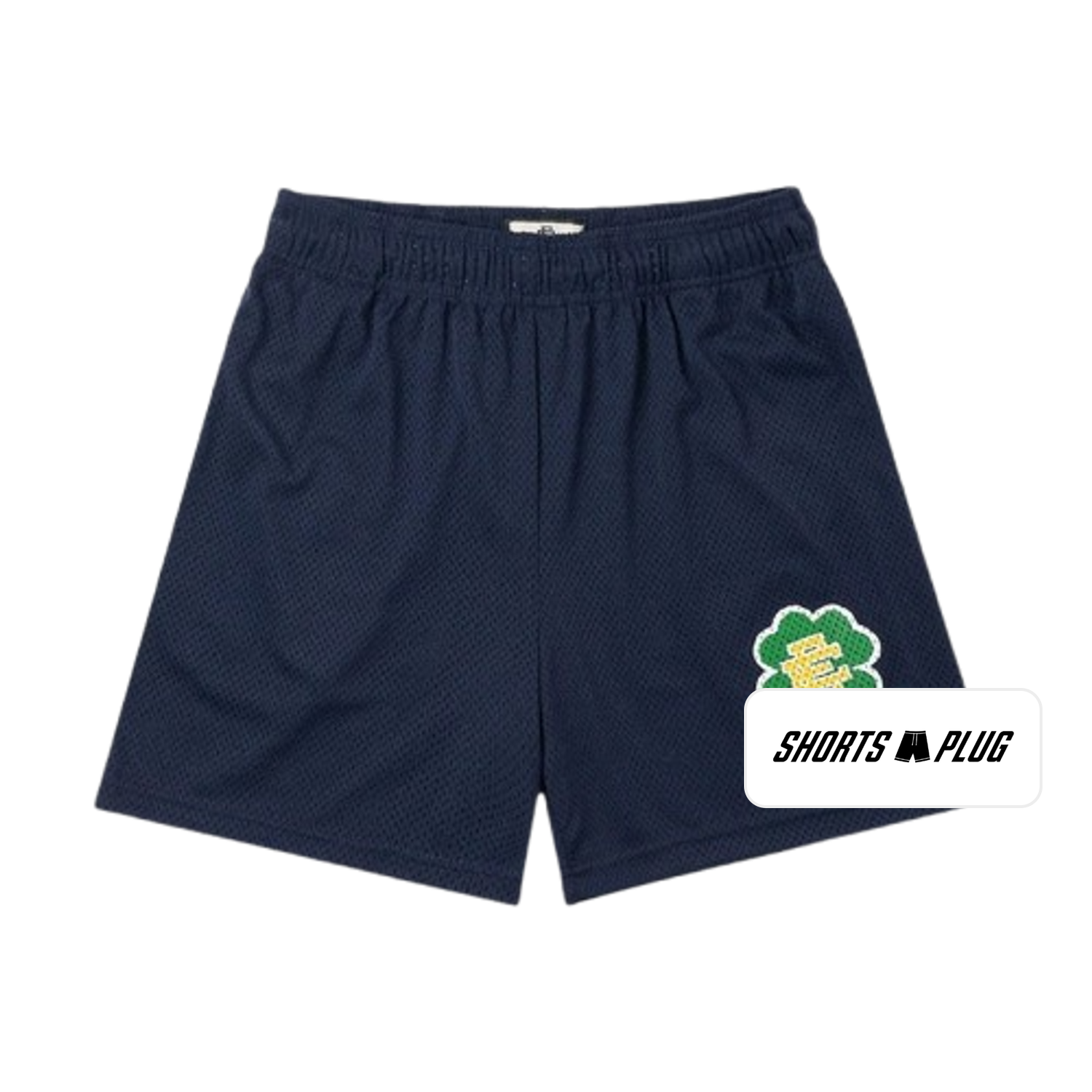 Navy Shamrock mesh shorts - front product view