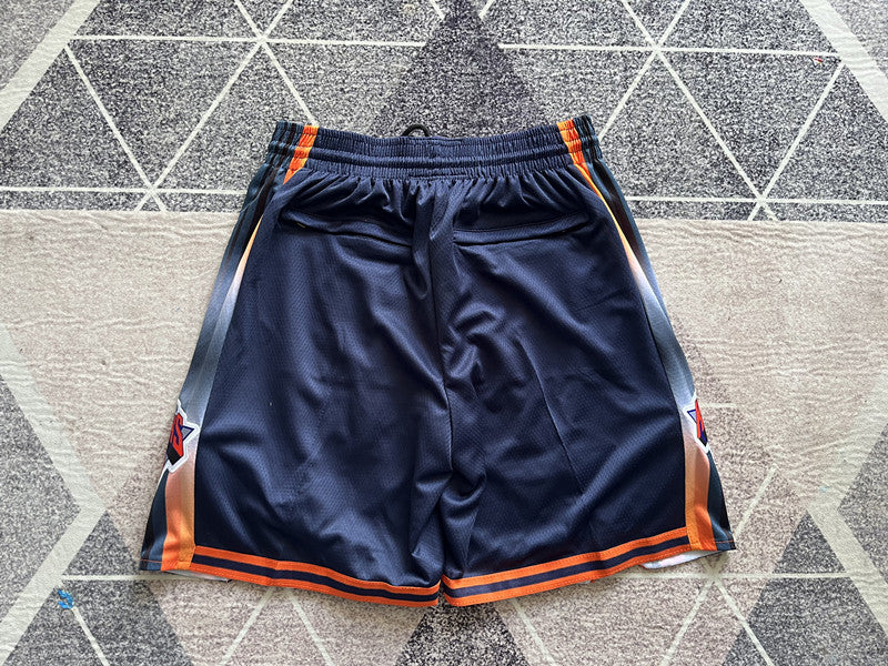 Navy New York Knicks premium basketball shorts, full back view