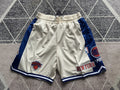 Off-White New York Knicks premium basketball shorts, full front view
